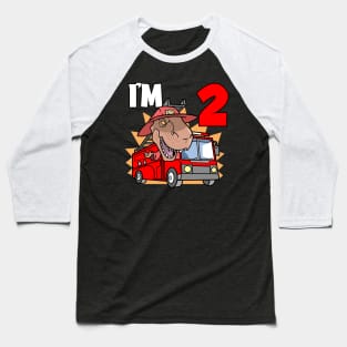 I'm 2 Birthday Firefighter T-Rex Baseball T-Shirt